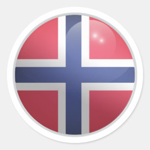 Noorwegen Glossy Circle Flag Ronde Sticker