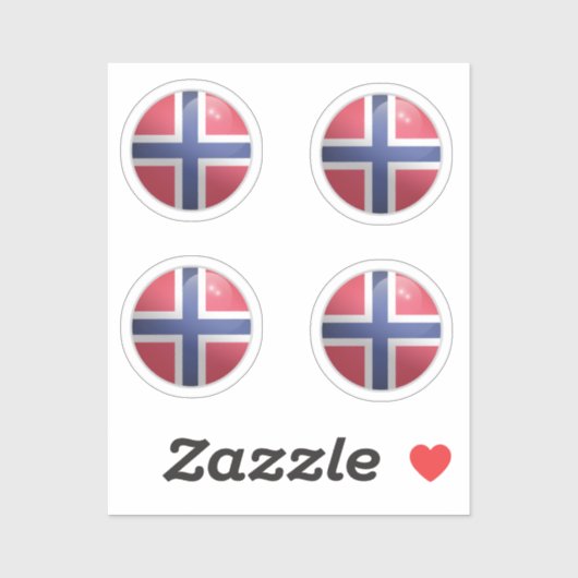 Noorwegen Glossy Circle Flag Sticker (Vel)