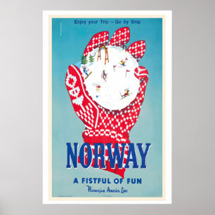 Noorwegen Handvol Fun Noorse Amerika Lijn Poster