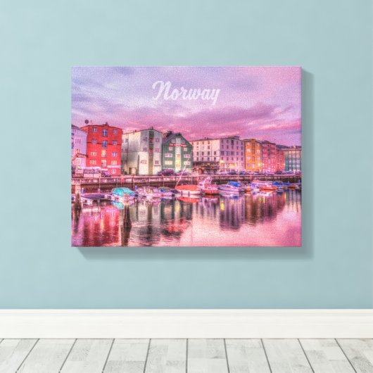 Noorwegen Harbour Canvas Afdruk (Insitu (Houten vloer))