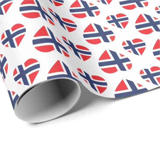 NOORWEGEN HARTVORM VLAG CADEAUPAPIER (Rol Hoek)