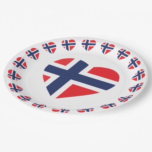 NOORWEGEN HARTVORM VLAG PAPIEREN BORDJE (Gekanteld)