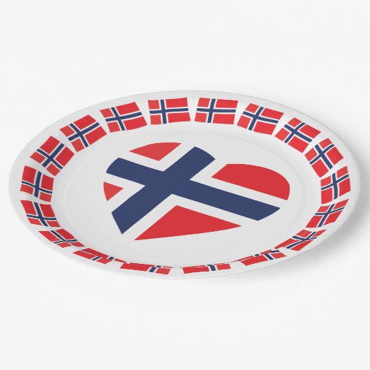 NOORWEGEN HARTVORM VLAG PAPIEREN BORDJE (Gekanteld)