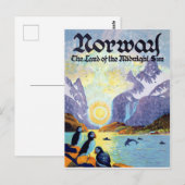 Noorwegen, het land van de middernacht zon briefkaart (Voorkant / Achterkant)