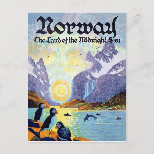 Noorwegen, het land van de middernacht zon briefkaart (Voorkant)