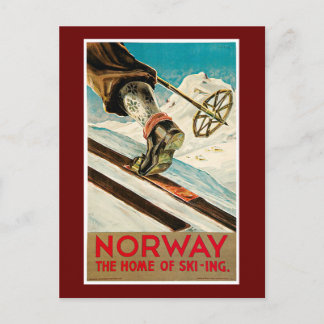 Noorwegen Het Poster van de Vintage-reis Skiing Briefkaart