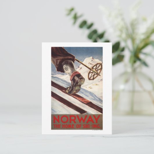 Noorwegen - Het startpunt van de Skiing Briefkaart (Staand voorkant)