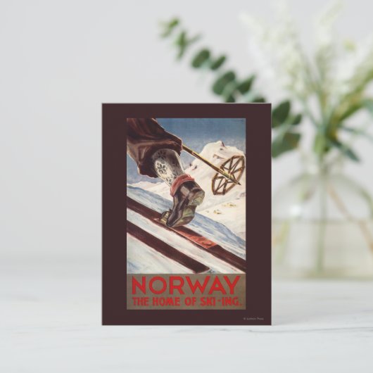 Noorwegen - Het startpunt van de Skiing Briefkaart (Staand voorkant)