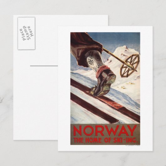 Noorwegen - Het startpunt van de Skiing Briefkaart (Voorkant / Achterkant)