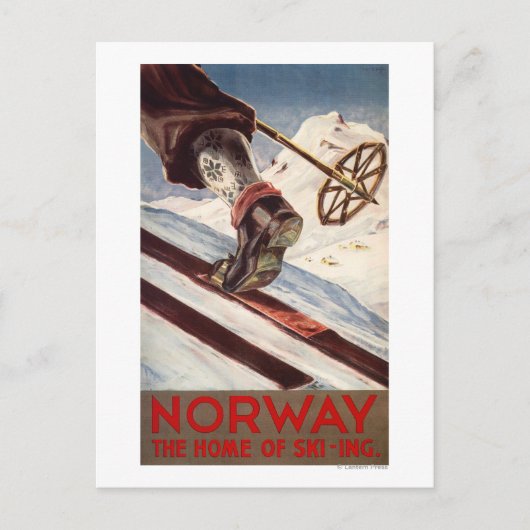 Noorwegen - Het startpunt van de Skiing Briefkaart (Voorkant)