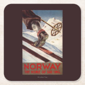 Noorwegen - Het startpunt van de Skiing Kartonnen Onderzetters (Voorkant)