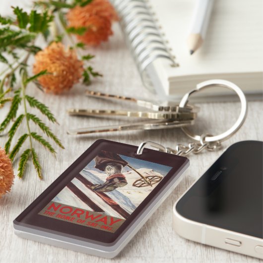 Noorwegen - Het startpunt van de Skiing Sleutelhanger (Voorkant Rechts)
