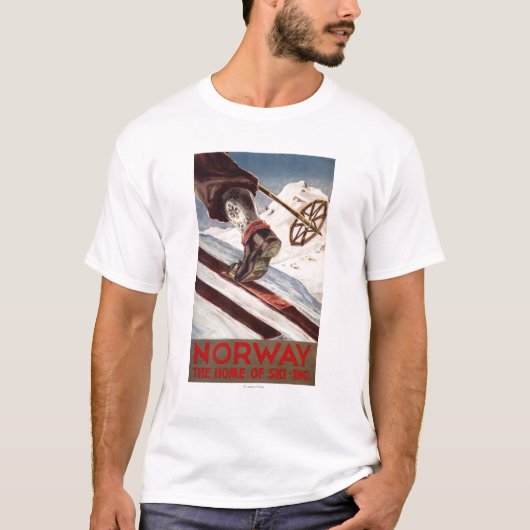 Noorwegen - Het startpunt van de Skiing T-shirt (Voorkant)