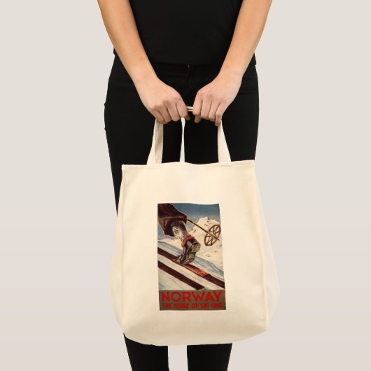 Noorwegen - Het startpunt van de Skiing Tote Bag (Voorkant (product))