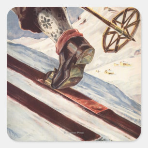 Noorwegen - Het startpunt van de Skiing Vierkante Sticker