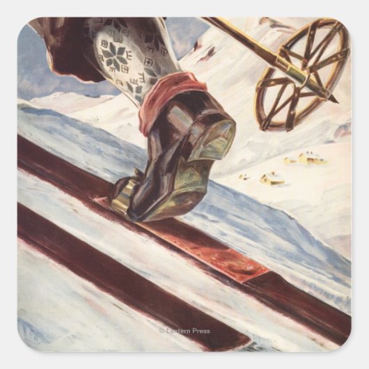 Noorwegen - Het startpunt van de Skiing Vierkante Sticker (Voorkant)