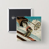 Noorwegen ~ Het startpunt van Skiing Vierkante Button 5,1 Cm (Voorkant /achterkant)