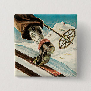 Noorwegen ~ Het startpunt van Skiing Vierkante Button 5,1 Cm