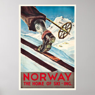 Noorwegen Het Thuisland Van Ski Wintersport Skiën  Poster