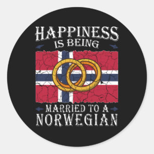 Noorwegen Huwelijk Noors Huwelijk Erfgoed Getrouwd Ronde Sticker