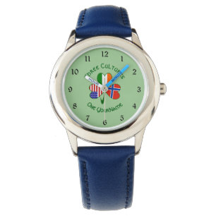 Noorwegen Ierland VS Klavertje Vier Vlag Persoonli Horloge