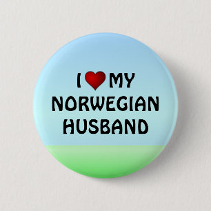 Noorwegen: IK HOU VAN MIJN NOORSE ECHTGENOOT Ronde Button 5,7 Cm