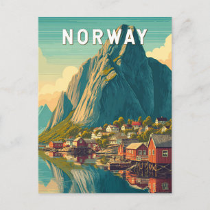 Noorwegen Illustratie Reis Kunst Vintage Briefkaart