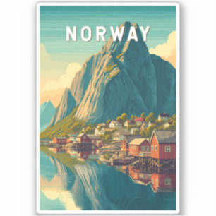 Noorwegen Illustratie Reis Kunst Vintage Sticker