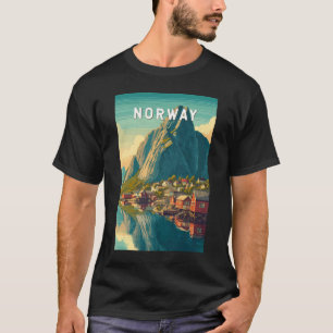 Noorwegen Illustratie Reis Kunst Vintage T-shirt