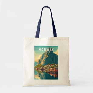 Noorwegen Illustratie Reis Kunst Vintage Tote Bag