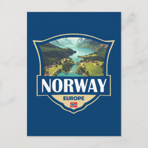 Noorwegen Illustratie Retro Badge Briefkaart