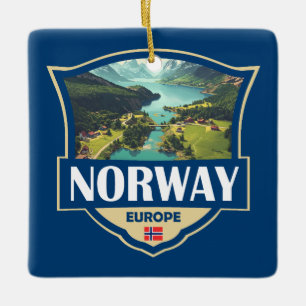 Noorwegen Illustratie Retro Badge Keramisch Ornament