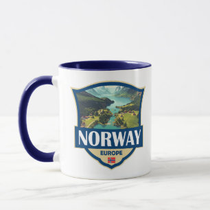 Noorwegen Illustratie Retro Badge Mok