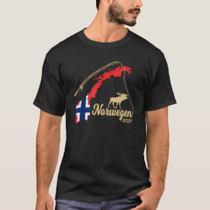Noorwegen Kaart Angel Moose met Geviste Road 2021 T-shirt