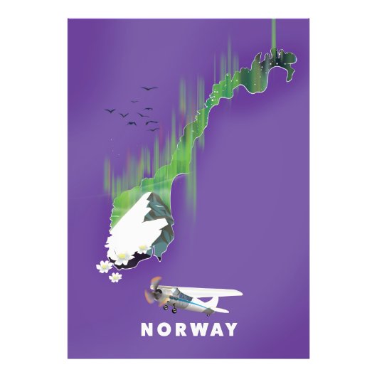 Noorwegen Kaart geïllustreerd poster voor gedrukte (Voorkant)