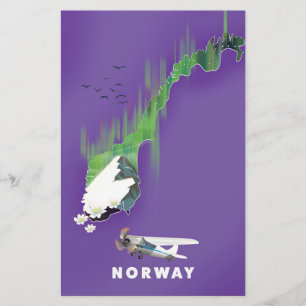 Noorwegen kaart geïllustreerde print poster.