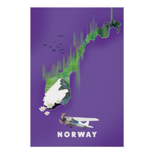 Noorwegen kaart geïllustreerde print poster. perfect poster