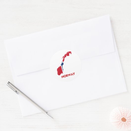 NOORWEGEN KAART RONDE STICKER (Envelop)