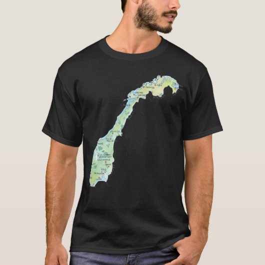 Noorwegen Kaart T-shirt (Voorkant)