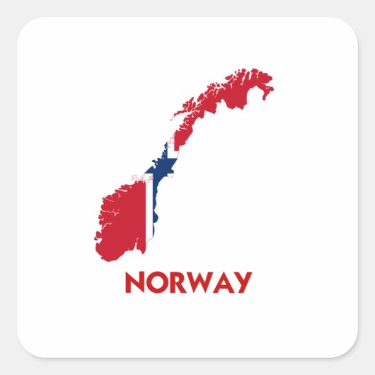 NOORWEGEN KAART VIERKANTE STICKER (Voorkant)