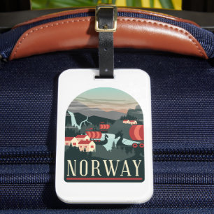 Noorwegen Landschap Vintage Reisposter Bagagelabel