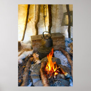 Noorwegen, Lapland, in een Sami-tent Poster