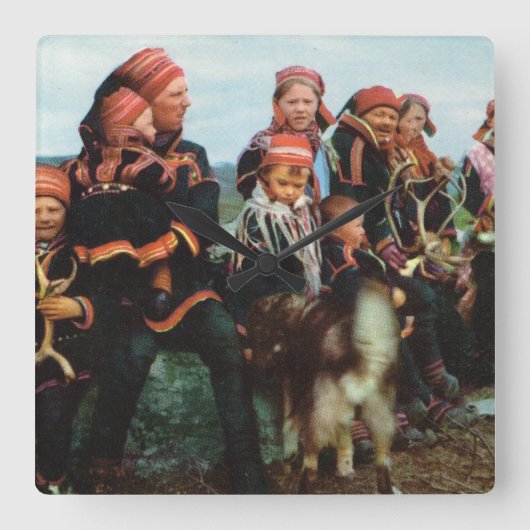  Noorwegen, Lapland, Sami-familie 1950 Vierkante Klok (Voorkant)