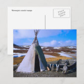 Noorwegen, Lapland, Sami-nederzetting, tent, sleig Briefkaart (Voorkant / Achterkant)