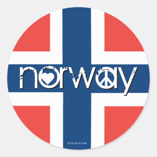 Noorwegen Liefde Vrede Sticker 1 (Voorkant)