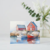 Noorwegen Lofoten eilanden Waterverf Norwegian Tra Briefkaart (Staand voorkant)