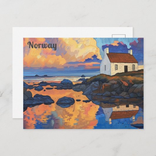 Noorwegen Lofoten eilanden Waterverf Norwegian Tra Briefkaart (Voorkant / Achterkant)