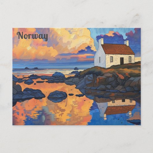 Noorwegen Lofoten eilanden Waterverf Norwegian Tra Briefkaart (Voorkant)