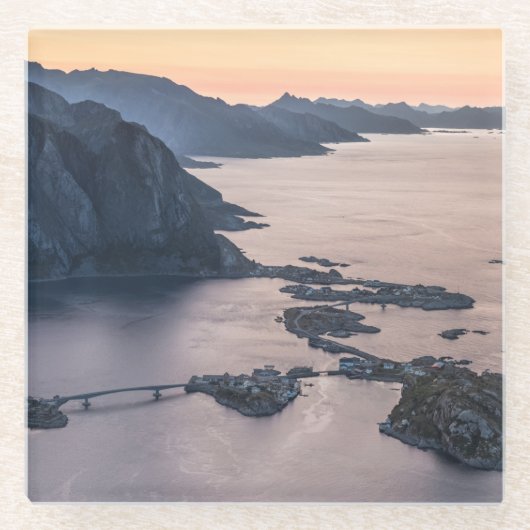 Noorwegen Lofoten Glazen Onderzetter (Voorkant)
