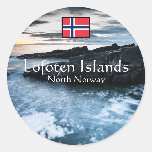 Noorwegen Lofoten Ronde Sticker (Voorkant)